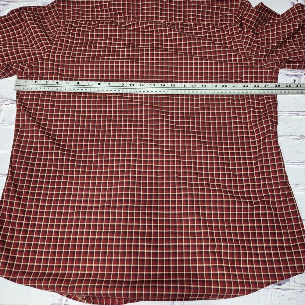 Banana Republic Slim Fit Dress Shirt Stretch Soft Cotton Men's Xlarge‎ Red Tan